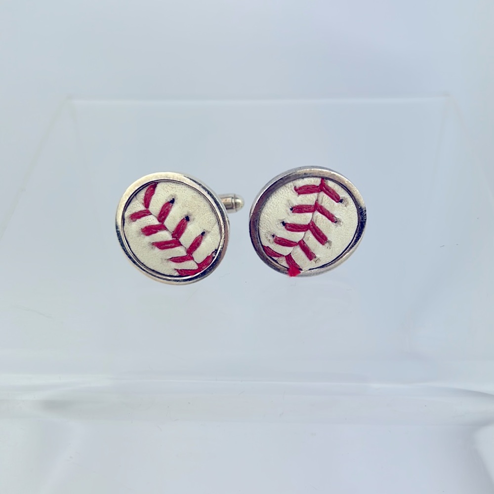 MLB Used Baseball Sterling Silver Cuff Links - Authenticated